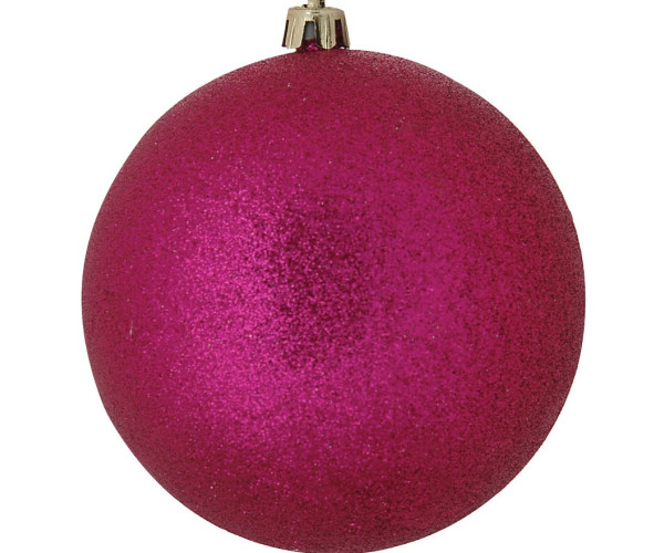 Μώβ Πλαστική Χριστουγεννιάτικη Μπάλα Με Γκλίτερ 10cm (Σετ 4 τμχ)